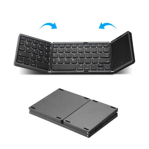 FoldKey Pro unfolded showing 64 scissor-switch keys and touchpad