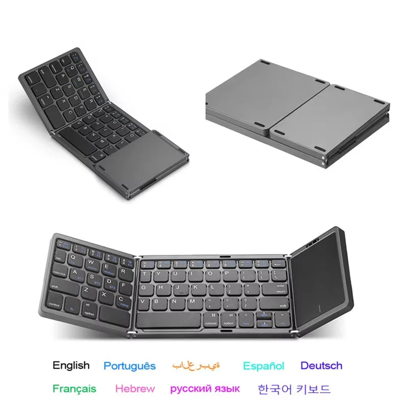 Flexora FoldKey Pro foldable Bluetooth keyboard with touchpad — Black