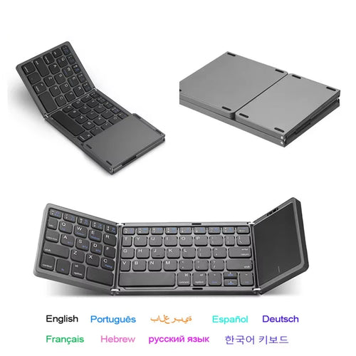 Flexora FoldKey Pro foldable Bluetooth keyboard with touchpad — Black