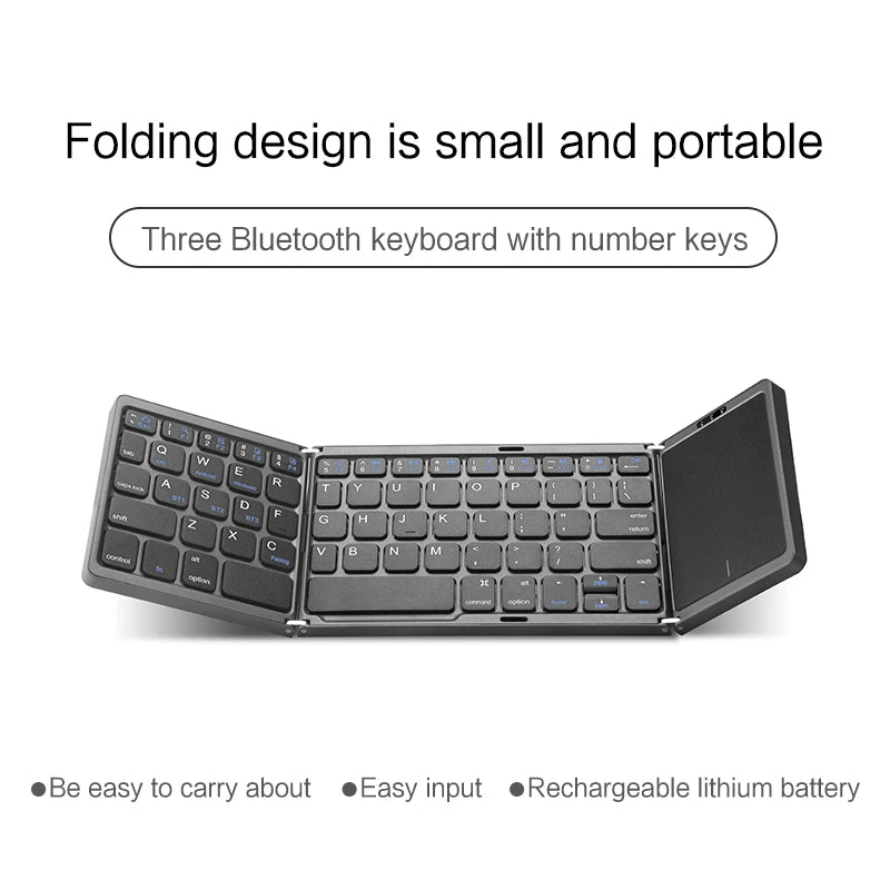 FoldKey Pro connected to iPhone and MacBook — Bluetooth 5.1 multi-device